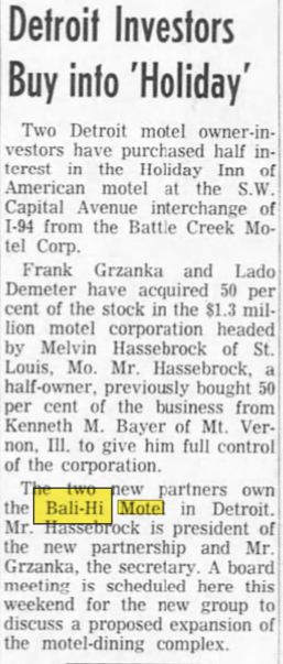 Bali-Hi Motel (Metro Lodge) - Mar 1965 Article On Partners